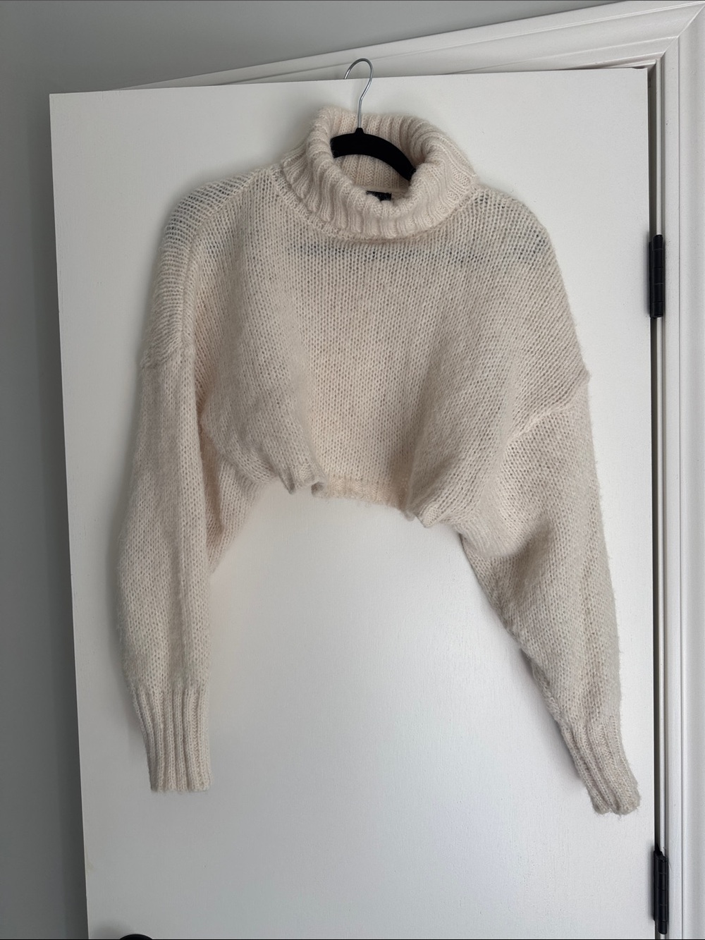 Cream Cropped Turtleneck Sweater